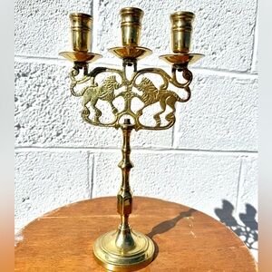 vintage brass "Lion of Judah" candelabra